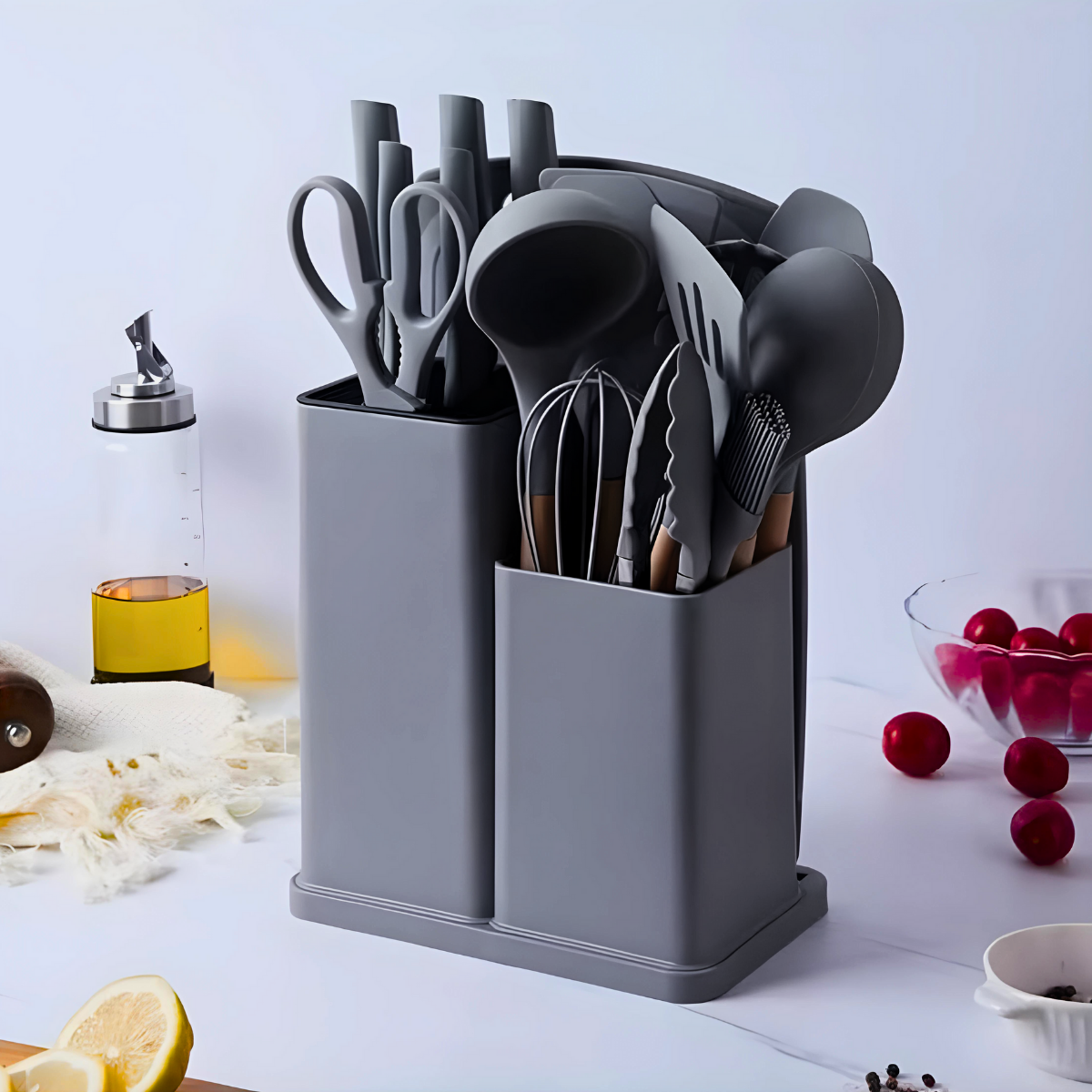 Kit Utensílios de Cozinha Silicone 19 Peças