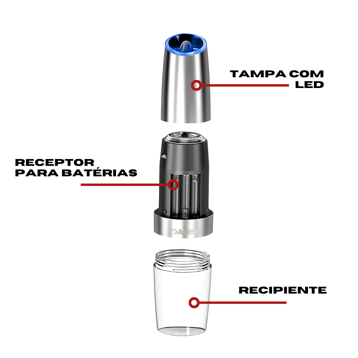 Moedor de Pimenta e Sal Automático Kasina