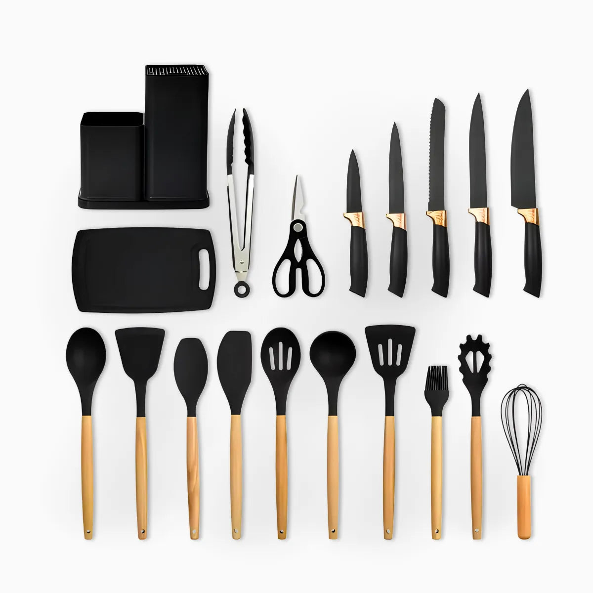 Kit Utensílios de Cozinha Silicone 19 Peças