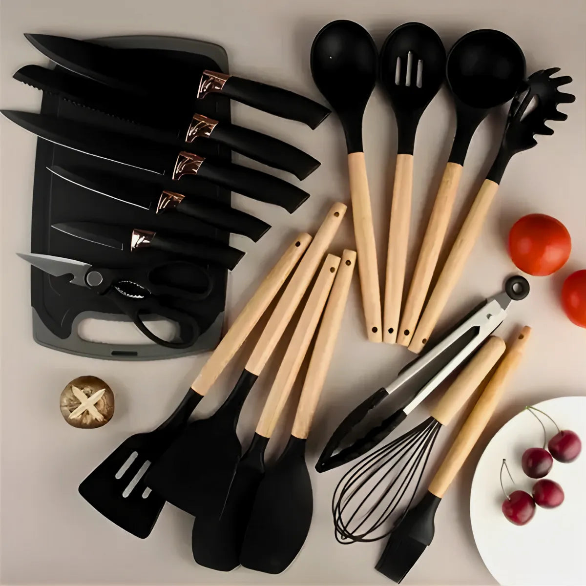 Kit Utensílios de Cozinha Silicone 19 Peças