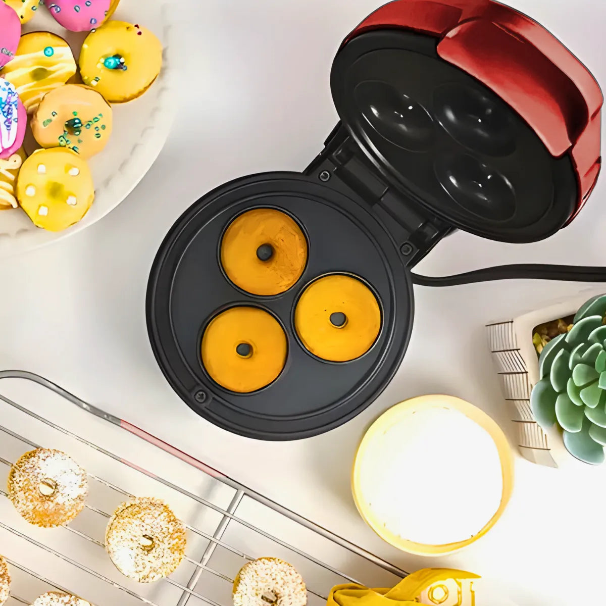 Mini Máquina De Donuts - Faz 3 Rosquinhas - 110v