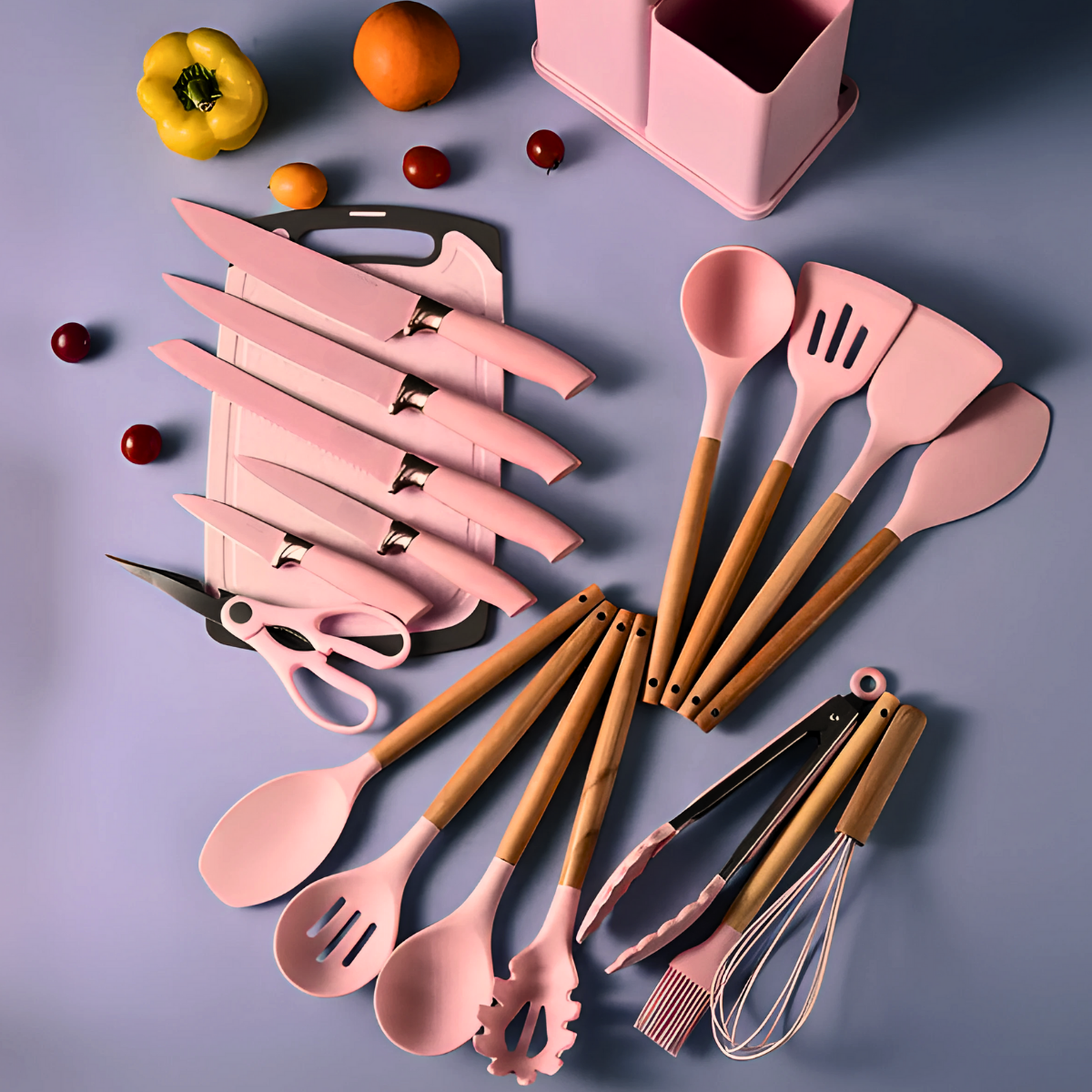 Kit Utensílios de Cozinha Silicone 19 Peças