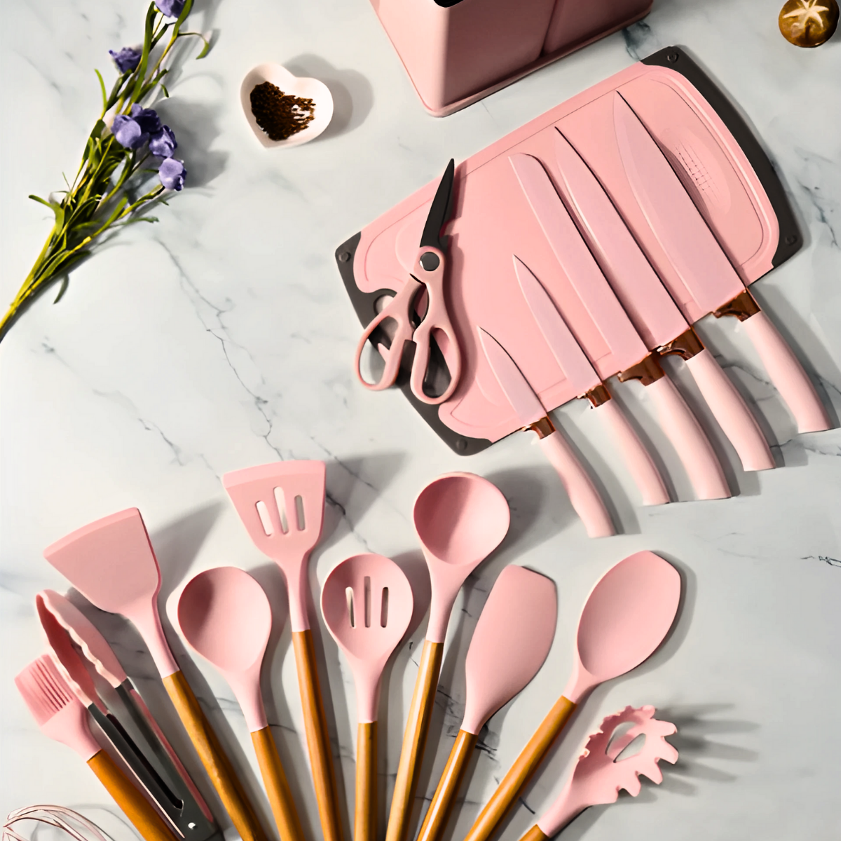 Kit Utensílios de Cozinha Silicone 19 Peças