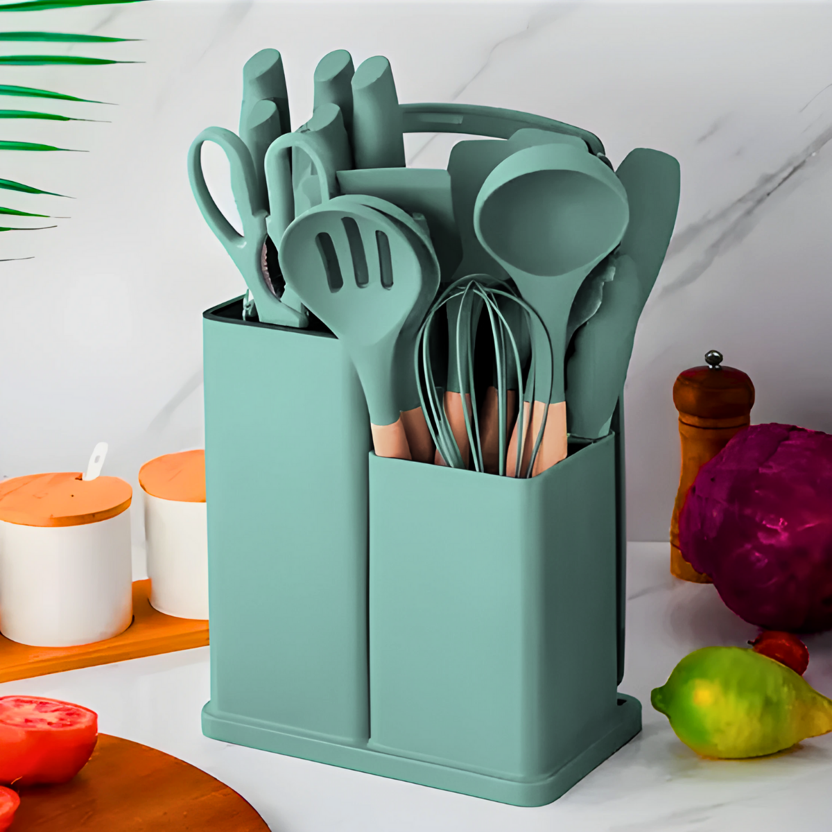 Kit Utensílios de Cozinha Silicone 19 Peças