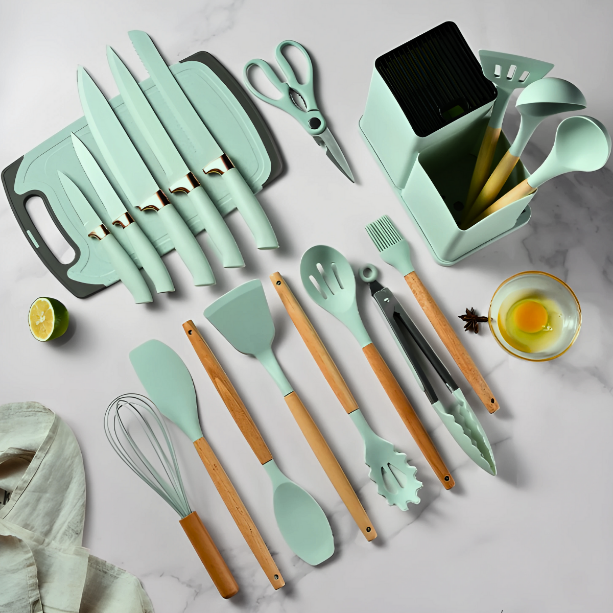 Kit Utensílios de Cozinha Silicone 19 Peças