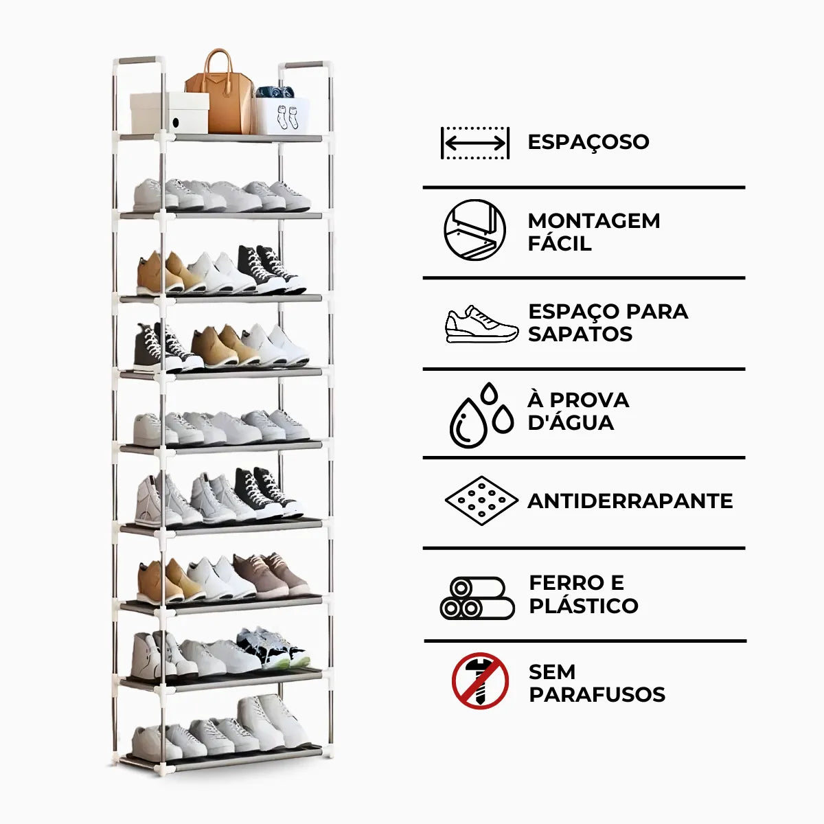 Sapateira Vertical Organizador 9 Prateleiras