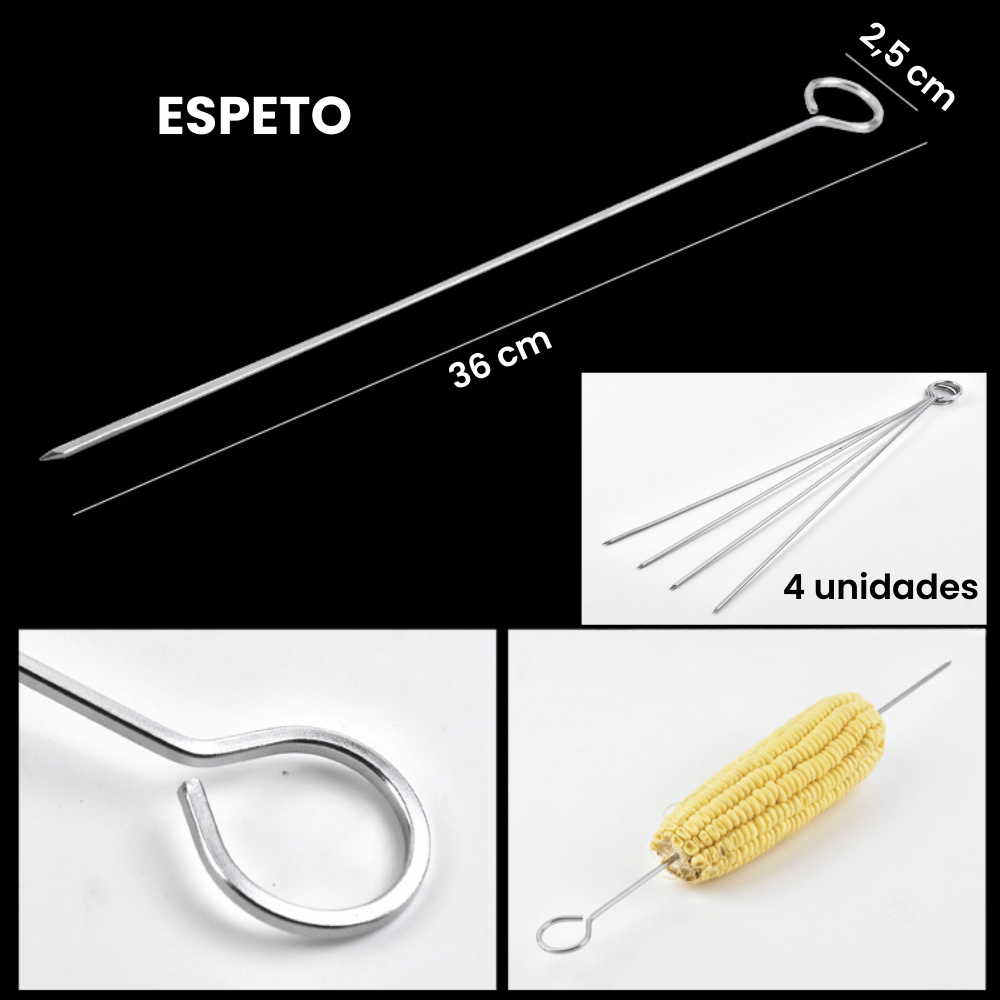 Kit Churrasco Profissional 9 Peças Inox + Maleta